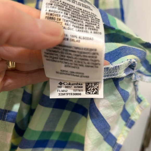 Columbia 100% Cotton Collared Plaid Dress Knee Length W/ Pockets Women's Sz M - Picture 9 of 10